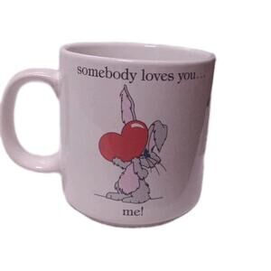 Russ Bernie & Co Mug - "Somebody Loves Me" Cuddly Rabbit Valentine's Day Gift